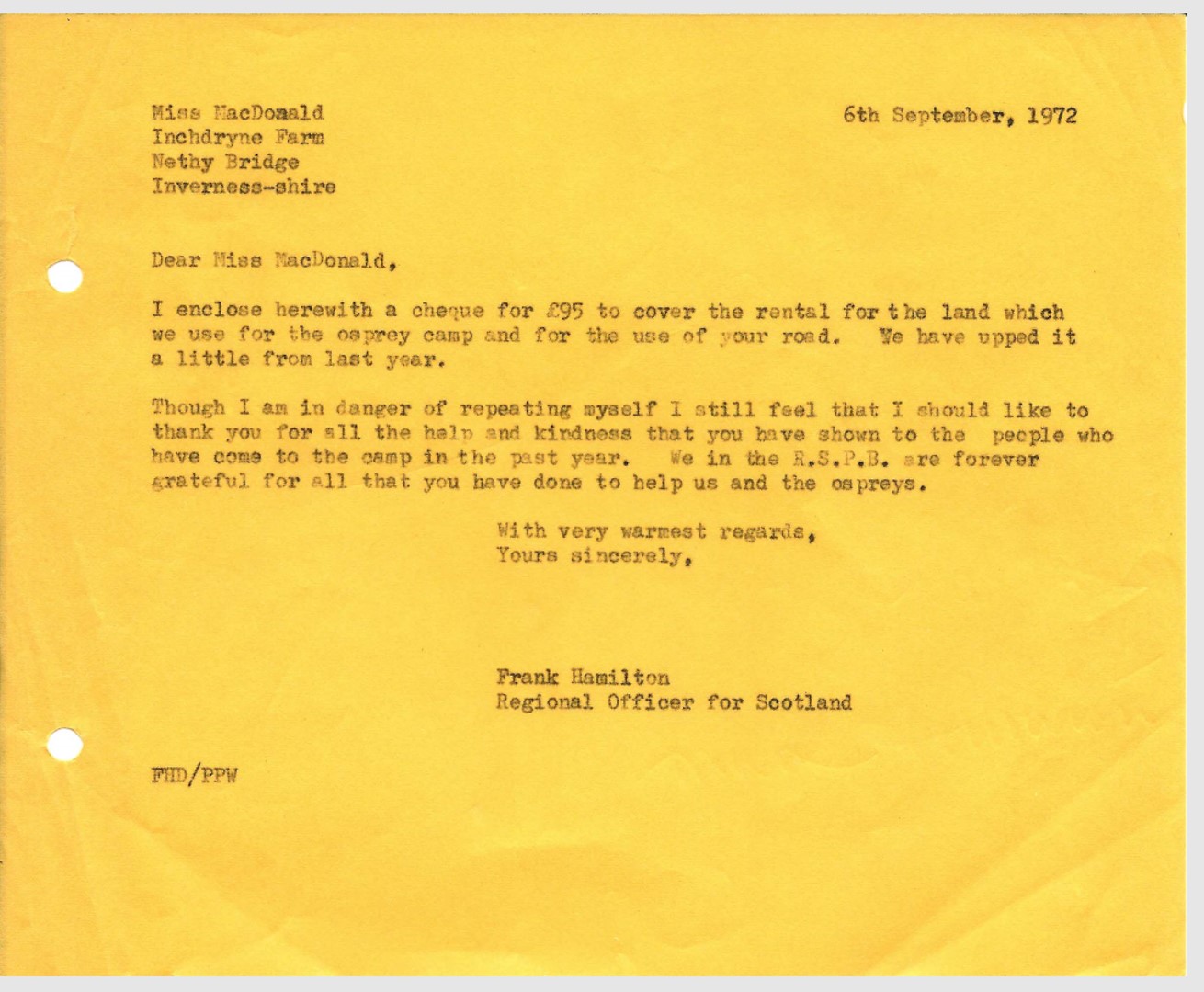 Miss Macdonald letter